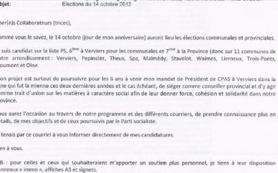 Mail de Monsieur BOTTERMAN aux membres du personnel du CPAS